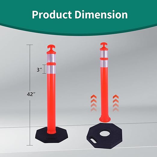 6PACK BESEA Traffic Delineators Cone 42”High Orange Traffic Safety Delineator - Image 2