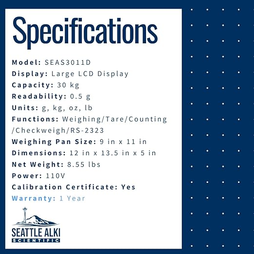Seattle Alki Scientific Counting Scale | 30 kg x 0.5 g | Industrial Counting - Image 6