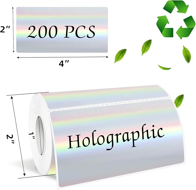 2x4 Inch Holographic Thermal Labels, Self-Adhesive Glitter Thermals Printer - Image 2