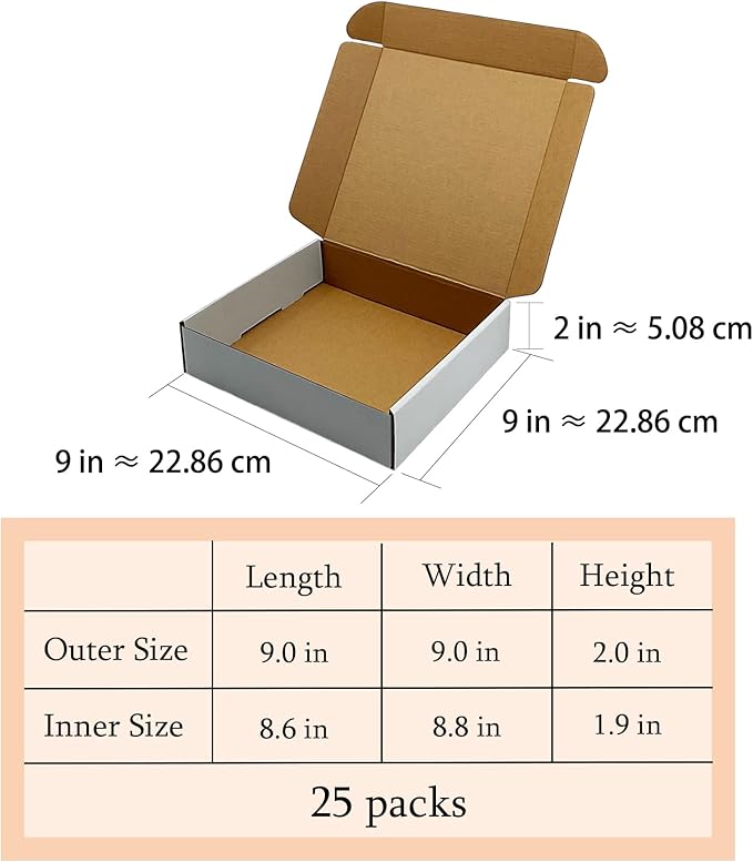 9x9x2 Inches Shipping Boxes Set of 25, E-Commerce Packaging Mailing Boxes Gift - Image 4