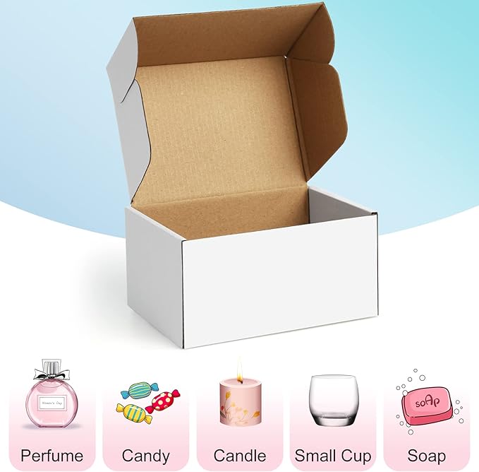 Shipping Boxes 6x4x3 inches Small Mailing Boxes 25 Pack White Cardboard - Image 5
