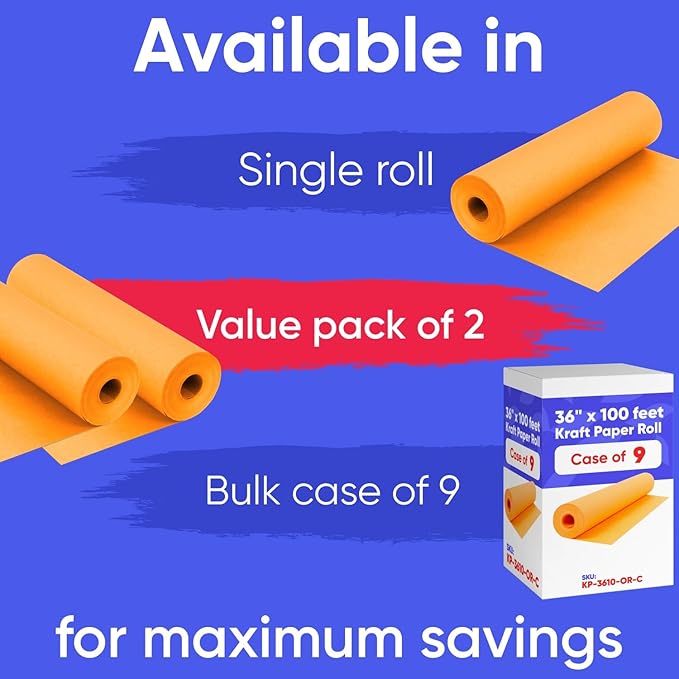 36" x 1200" Orange Kraft Paper Roll - Image 2
