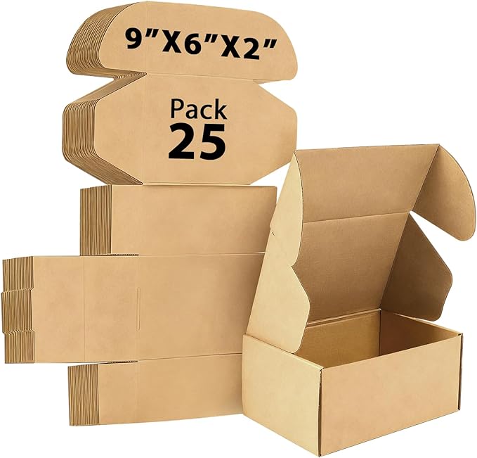 9x6x2 inches Shipping Boxes Set of 25, Small Corrugated Cardboard Box, by Unknown