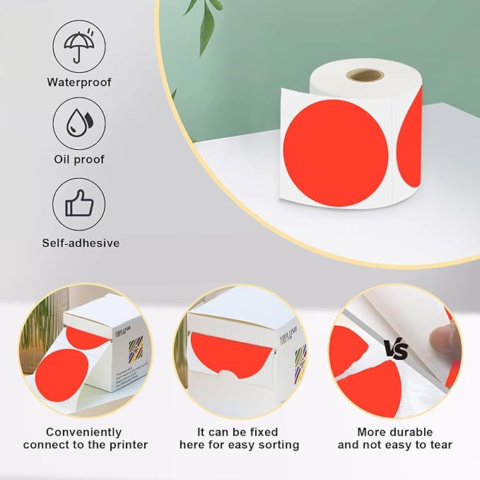 3 X 3 Inch Color Coding Dot Labels Circle Thermal Printable Waterproof 500 Pcs - Image 4
