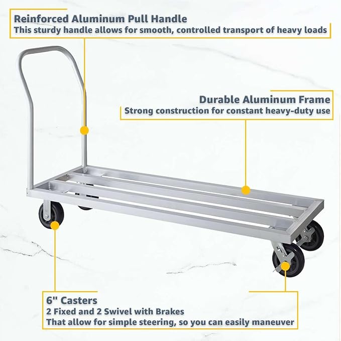 20" x 60" Mobile Aluminum Dunnage Rack - 1600 lb. Capacity - Image 4