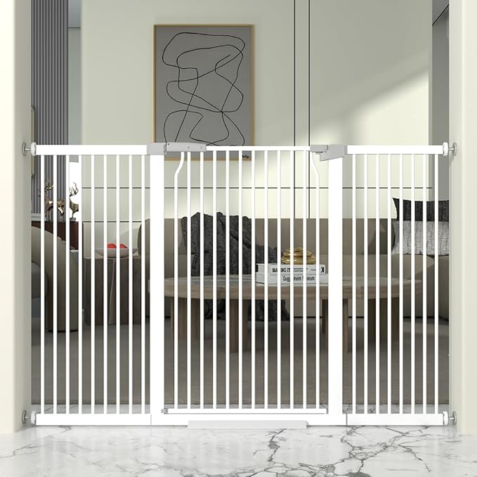 41" Extra Tall Cat Gate for Doorway, 60.3-62.9'' Metal Pet Baby Safe Gate by THEYFIRST