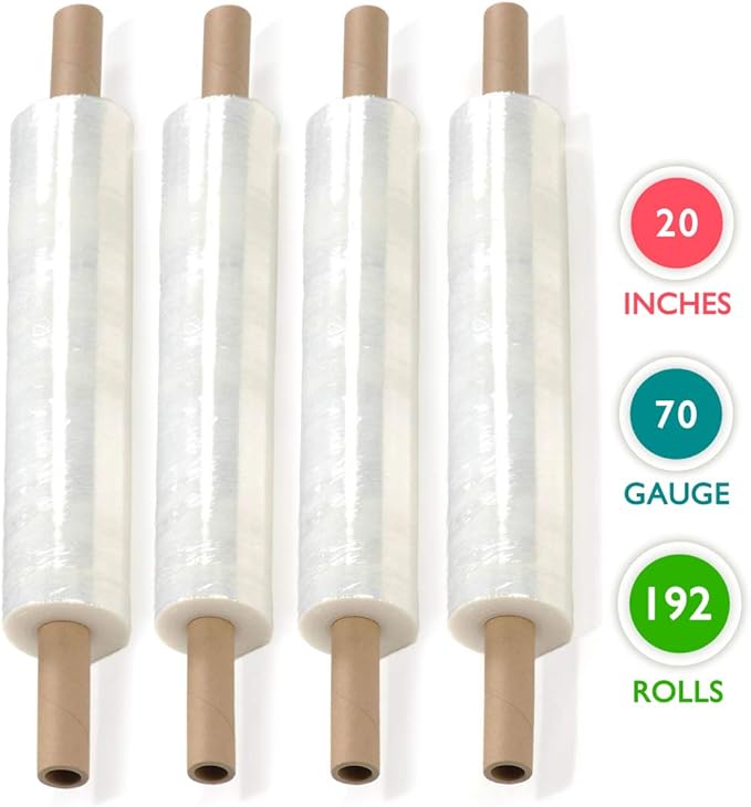 20 inch x 1000 Feet Stretch Wrap Extended Core Handle, 192 Rolls - Image 2