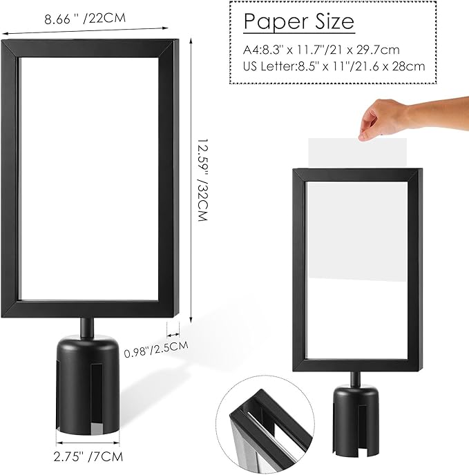 Taiyin 16 Pcs Stanchion Sign Holder Double Sided Sign Frame - Image 3