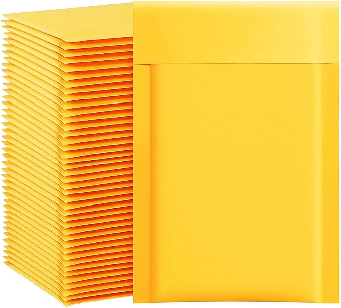 packbabol Kraft Bubble Mailers 4x8 Inch 100 Pcs, Small Self-Sealing Mail by packbabol