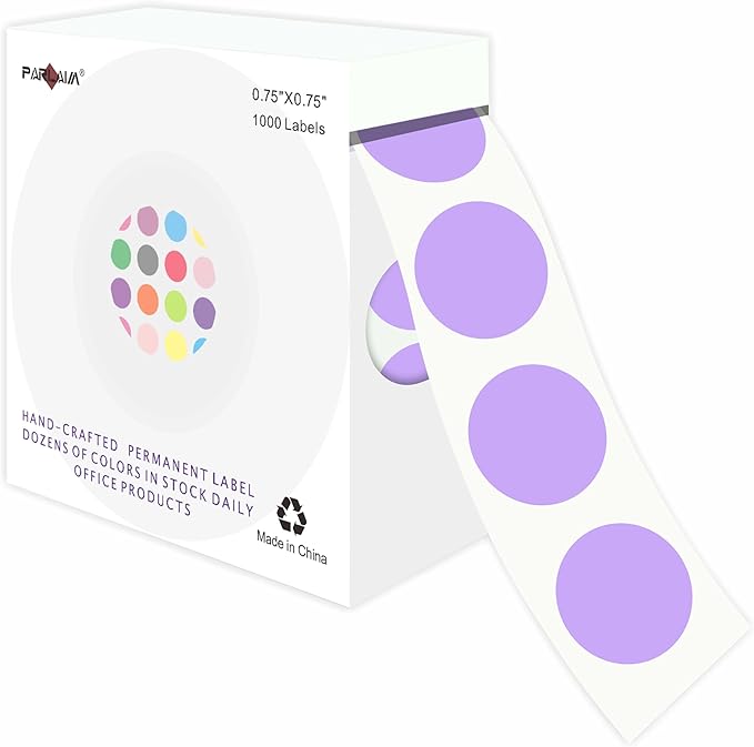PARLAIM 3/4 Inch Round Permanent Adhesive Color-Code Dot Stickers, 1000 by PARLAIM