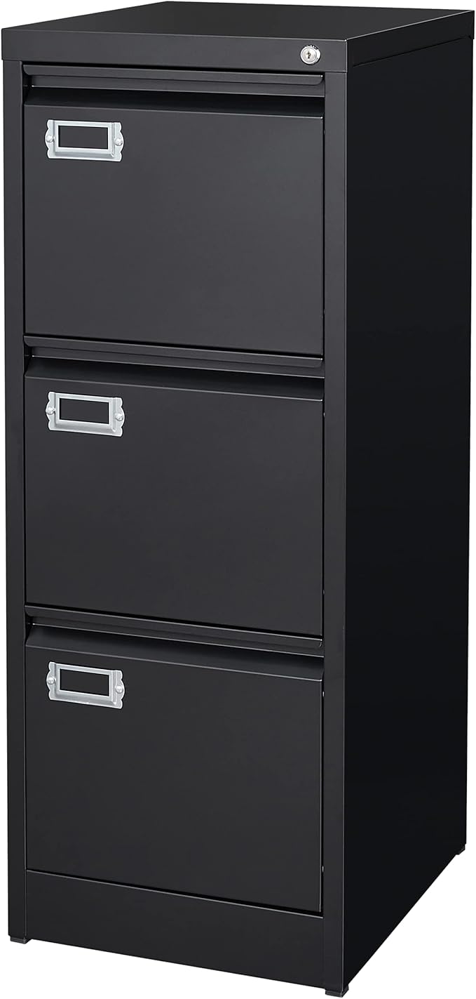 3 Drawer File Cabinet with Lock Metal Vertical File Cabinet Office Home Narrow by BYNSOE