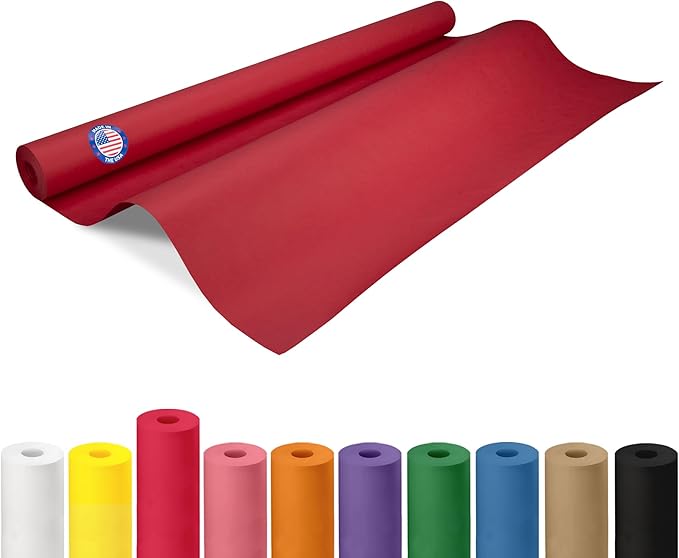 36" x 1200" Christmas Red Kraft Paper Roll by IDLPackaging