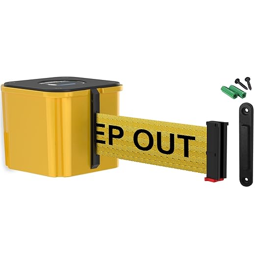 WM412 Retractable Belt Wall Mounted Yellow Crowd Control Barrier and Receiving by Visiontron