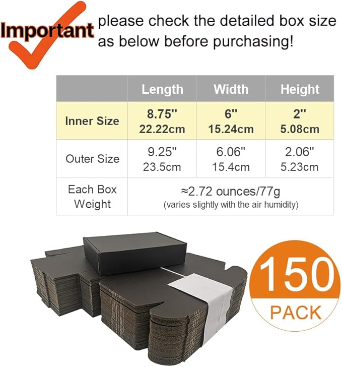 150 Pack 9x6x2'' Small Shipping Boxes, Corrugated Cardboard Mailers - Image 2