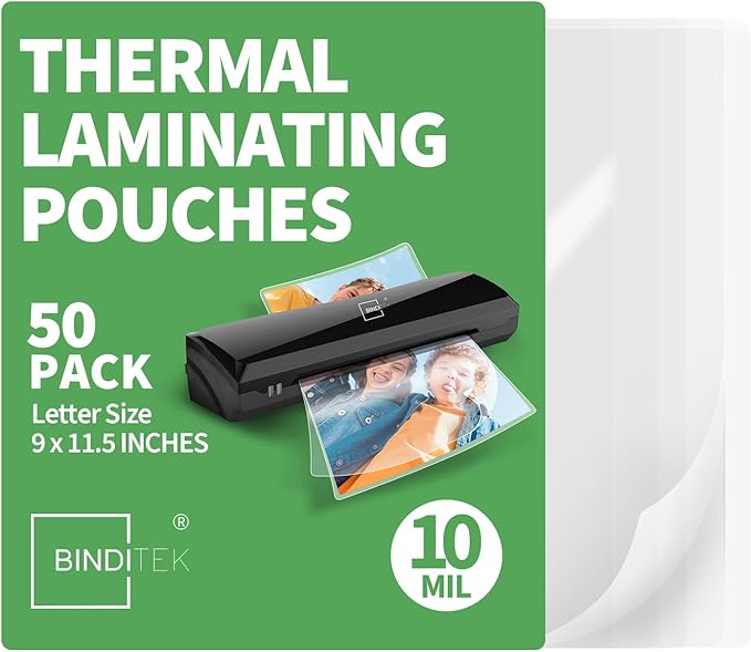 Binditek 50 Pack 10 Mil Thermal Laminating Pouches, 9x11.5 Inches Laminating by Binditek