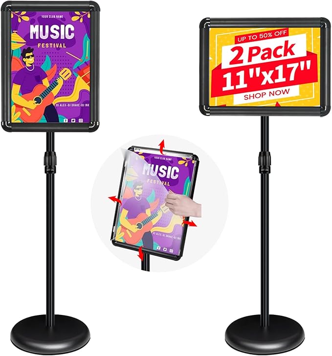 2Packs Adjustable Pedestal Sign Holder Stand 11''x17'', Floor Standing Poster by INNOVSIGN