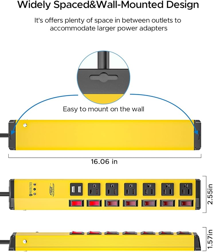 CRST 6-Outlet Heavy Duty Power Strip - Image 5