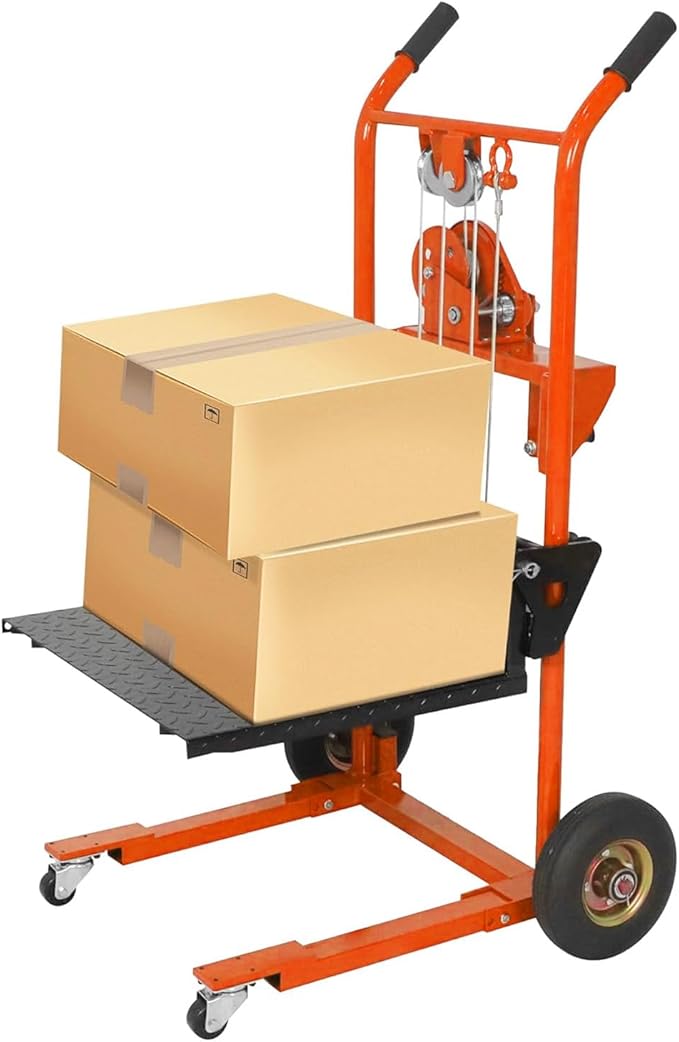 Material Lift Winch Stacker, 440 lbs Capacity Table Cart, 35.4" Lifting Height by Aequanta