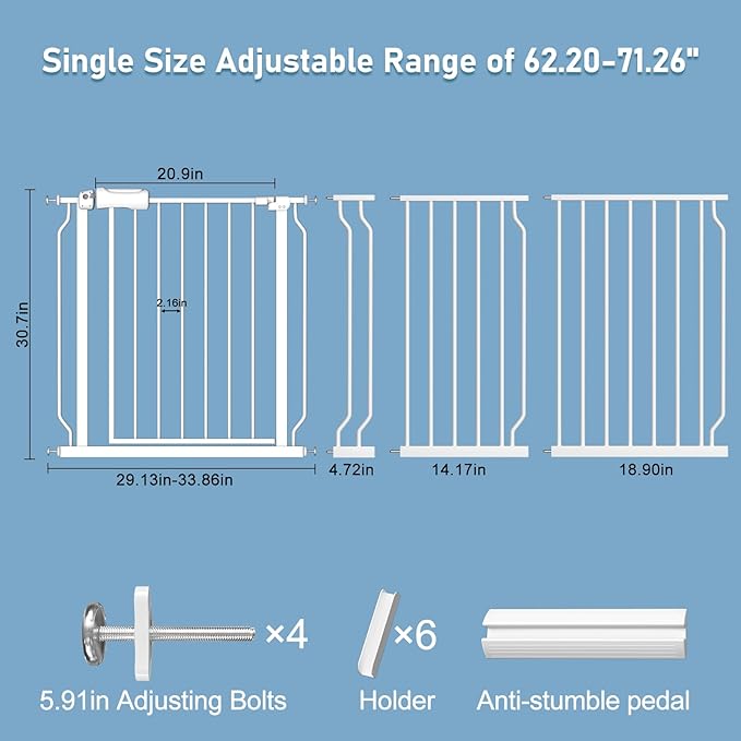 ALLAIBB Extra Wide Pressure Mount Baby Gate Auto Close White Metal Child Dog - Image 4