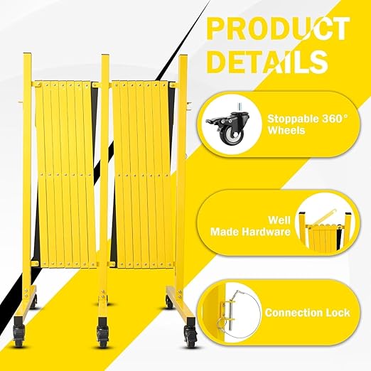 23FT Traffic Barricade with Casters, Metal Expandable Barricade, Folding - Image 5