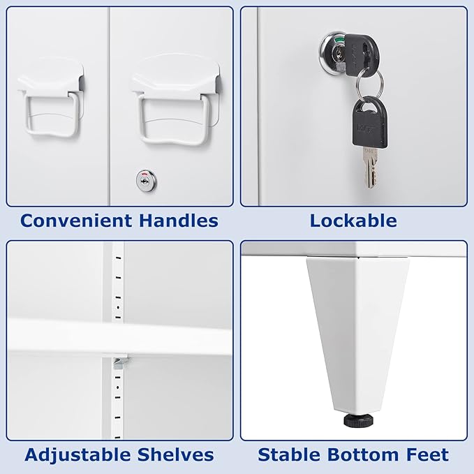 Metal Storage Cabinet with Lock, Locking Cabinets Office Storage Caninet with 2 - Image 5