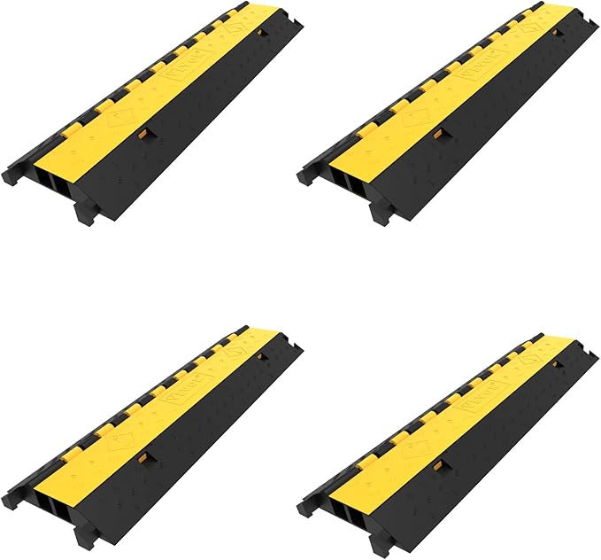 VEVOR 4 Pack Rubber Cable Protector Ramp 2 Channel Heavy Duty 66, 000LB Load by VEVOR