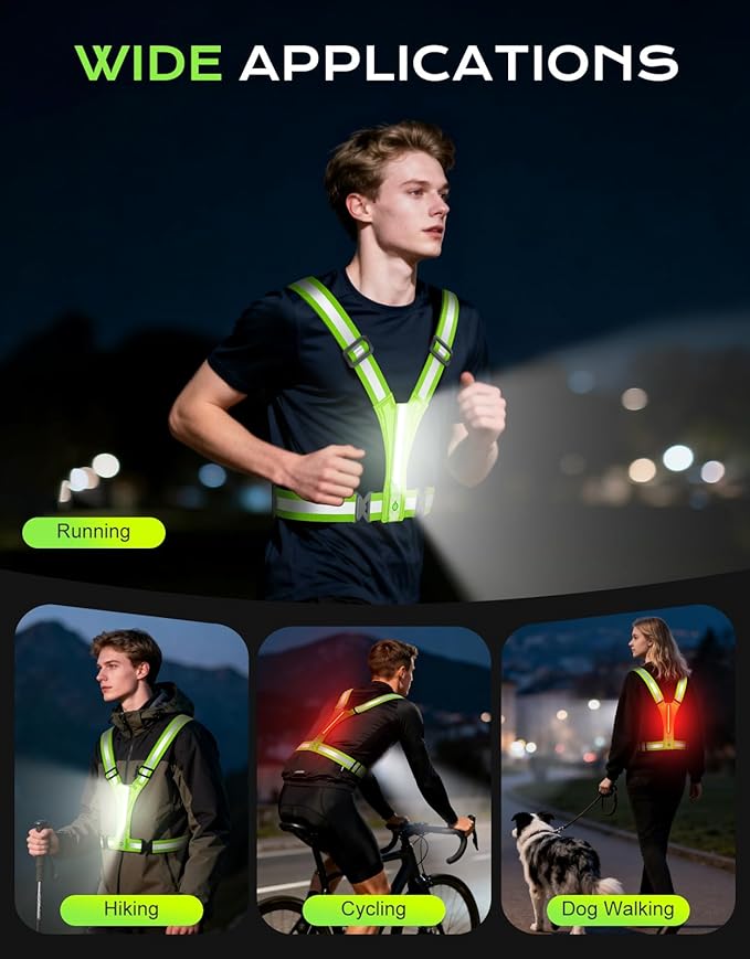 LED Reflective Vest Super Bright Lighting, 360° Visible Running Light - Image 7