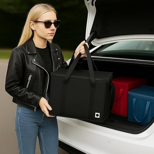 2Pk Trunk Organizer for Car Insulated Reusable Grocery Bags, Collapsible Cooler - Image 3