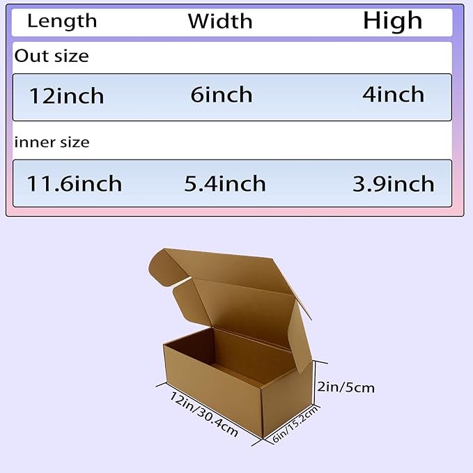 12x6x4 inches Shipping Boxes Bulk 20 Pack Brown, Corrugated Cardboard Box - Image 2