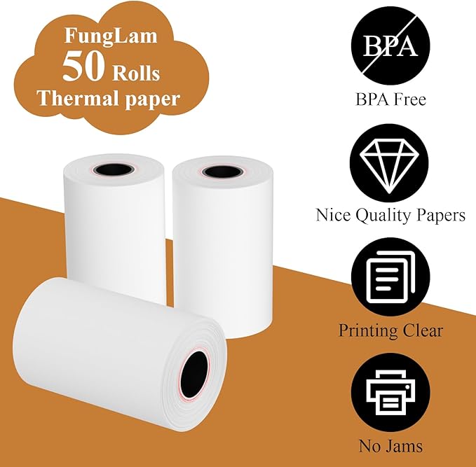 2 1/4"x50' Thermal Paper, FungLam Receipt Paper, POS Cash Register Papers - Image 4
