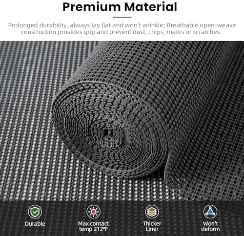 BAGAIL Non-Adhesive Shelf Liner, Thick Strong Grip Drawer Liners for Kitchen Cabinets, Heavy-Duty Easy Cut Cabinet Liners for Shelves, Pantry, Bathroom Cupboards - 12" x 30FT, Charcoal - Image 2