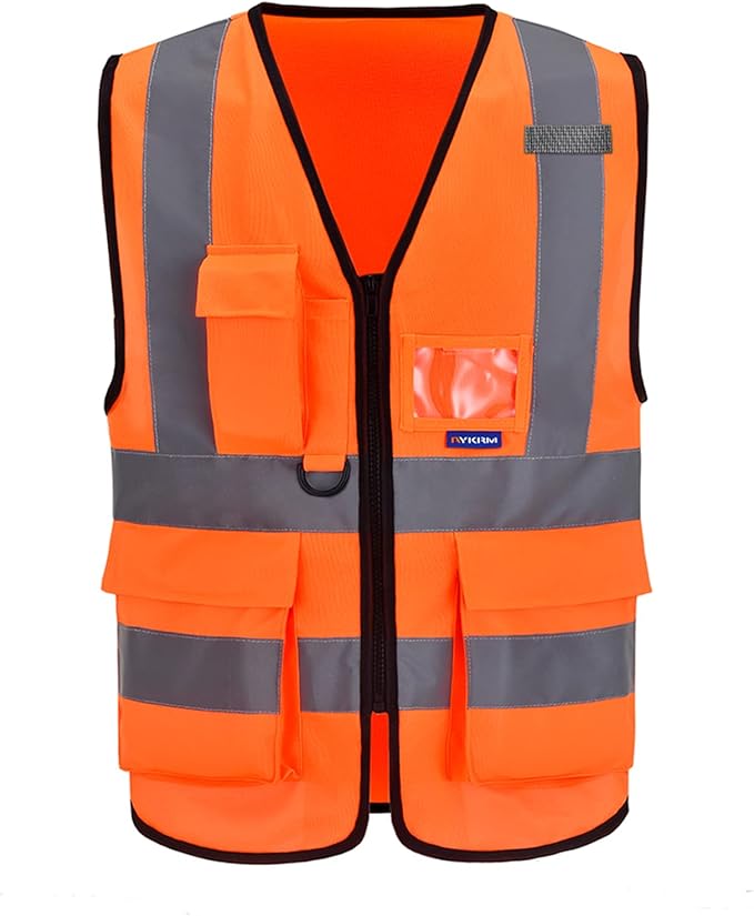 A-SAFETY Orange 4XL 5XL High Visibility Safety Vest Reflective BIG AND TALL by A-SAFETY