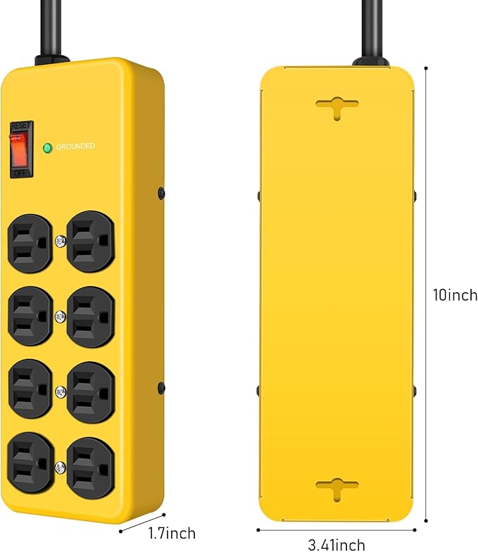 Wall Mount Power Strip, 8 Outlet Heavy Duty Power Strip - Image 7
