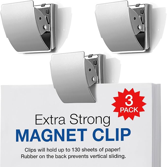 Extra Strong Magnetic Binder Clips – Set of 3 Heavy-Duty Stainless Steel Clips by Plus