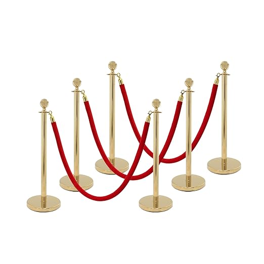 Red Carpet Ropes and Poles, Stanchions and Velvet Ropes, 5ft Stanchion Rope by ZEKEYUN