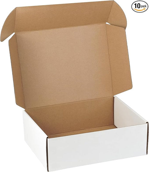 10 Pack 12"x9"x4" inch Shipping Boxes White Corrugated Cardboard Box by Unknown