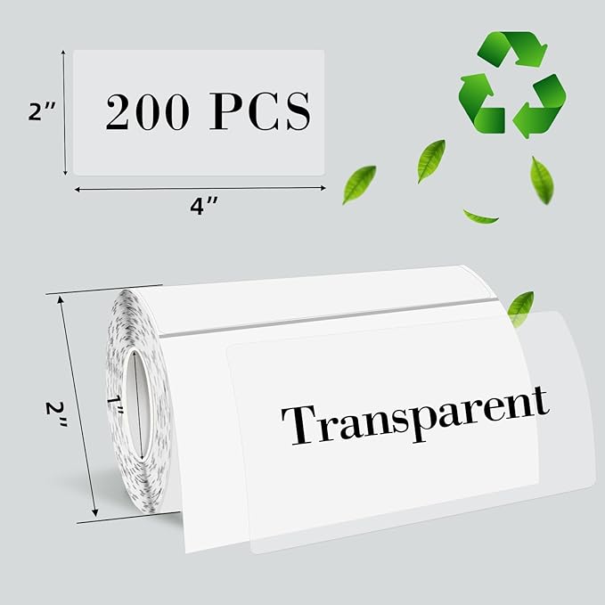 Transparent Thermal Labels Stickers 2x4 Inch, Self-Adhesive Clear Waterproof - Image 2