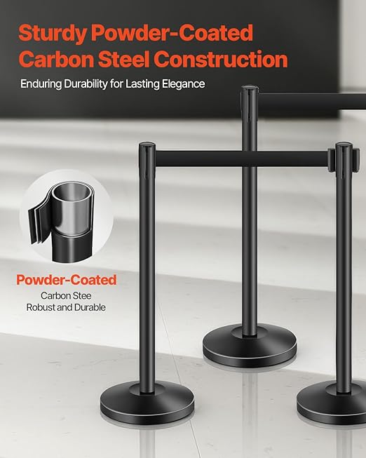 VEVOR Stanchion Post, Carbon Steel Black Stanchions Queue - Image 2