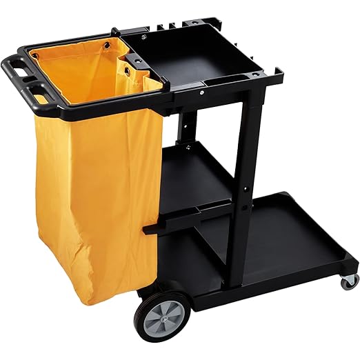 VEVOR Cleaning Cart, 3-Shelf Commercial Janitorial Cart, 200 lbs Capacity - Image 9