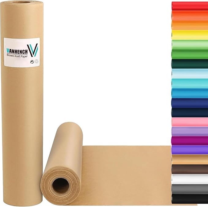 Vanhench Brown Kraft Paper Roll 17.5" x 600" by Vanhench