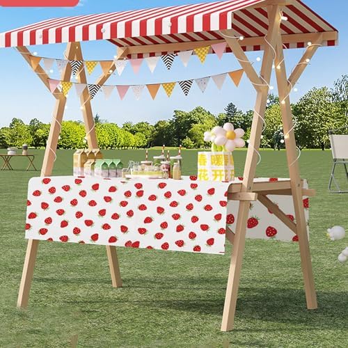 Outdoor Display Cart Thickened Wooden Frame Easy Installation 140kg Load Bearing 360° Swivel Wheels Portable Stall for Market Street Vending Events(Red,150cm(59in)) by Unknown