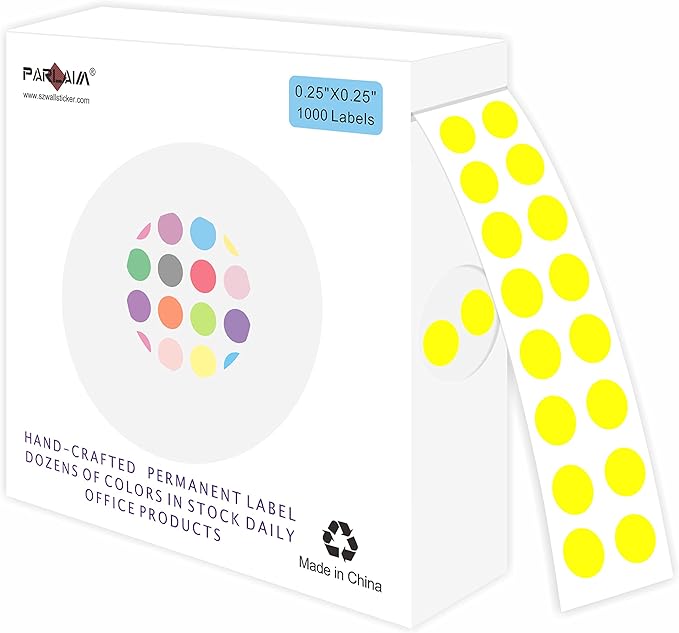 PARLAIM 1000PCS 1/4 Inch Round Color-Code Dot Stickers, Circle Coding Label by PARLAIM