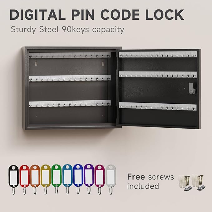 WeHere Key Lock Box for 90 Keys, Wall Mount Key Cabinet - Image 3