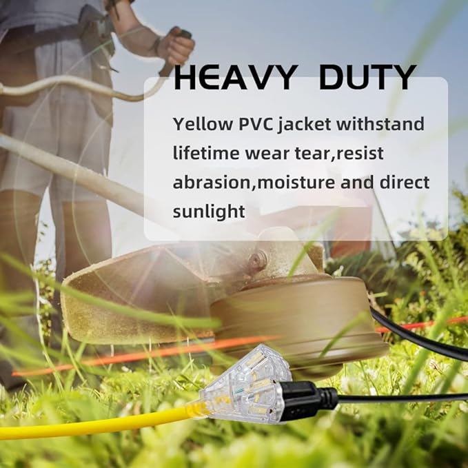 3-Outlets Indoor Outdoor Extension Cord Weatherproof - Image 5