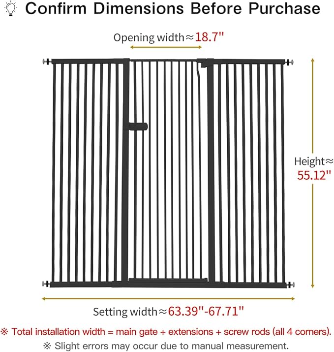 Lumizone Extra Tall Cat Gate 55.12" High Pressure Mounted Extra Wide 2025 New - Image 2
