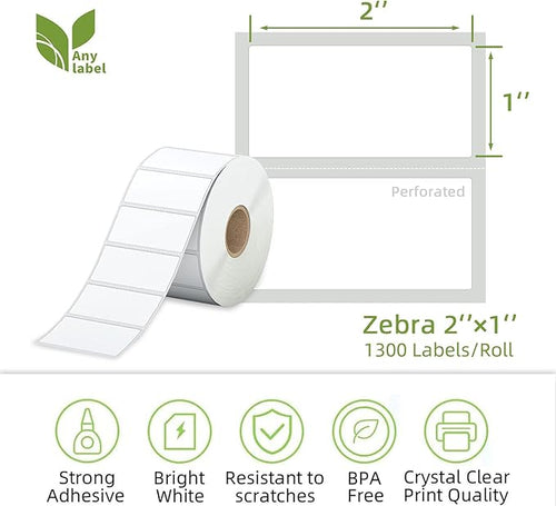 2" x 1" Direct Thermal Label, Paper - Image 2