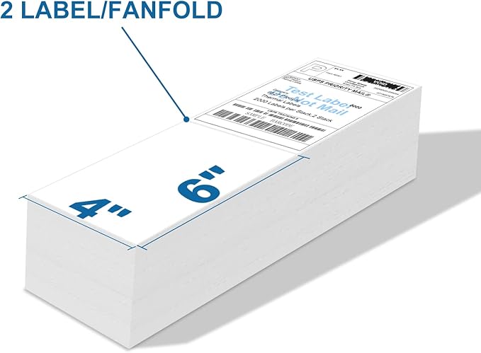 9527 Product 4" x 6" Zebra Fanfold Direct Thermal Shipping Labels, 2 Stacks - Image 3