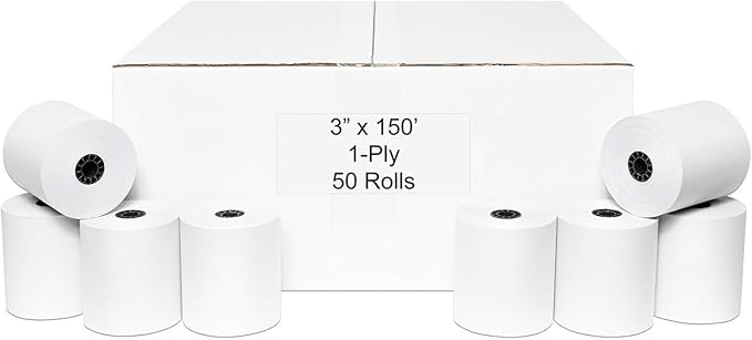 3" x 150' 1-Ply Bond Paper Kitchen Printer Receipt Paper by PosPaperRoll