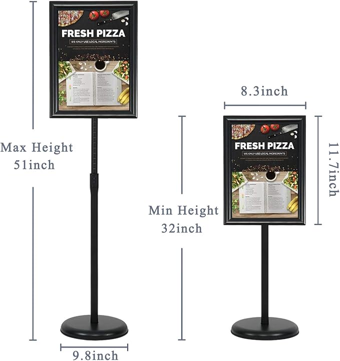 8.5 x 11 Inch Adjustable Pedestal Sign Poster Stand, Heavy Duty Floor Standing - Image 3