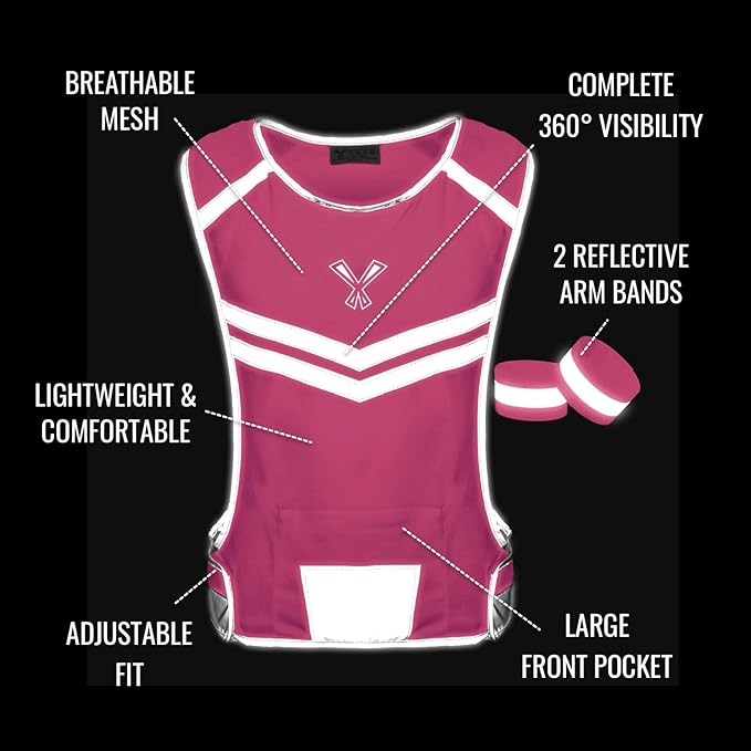 Running Reflective Vest, Inside Pocket & 2 Bands, High Visibility Reflective - Image 4